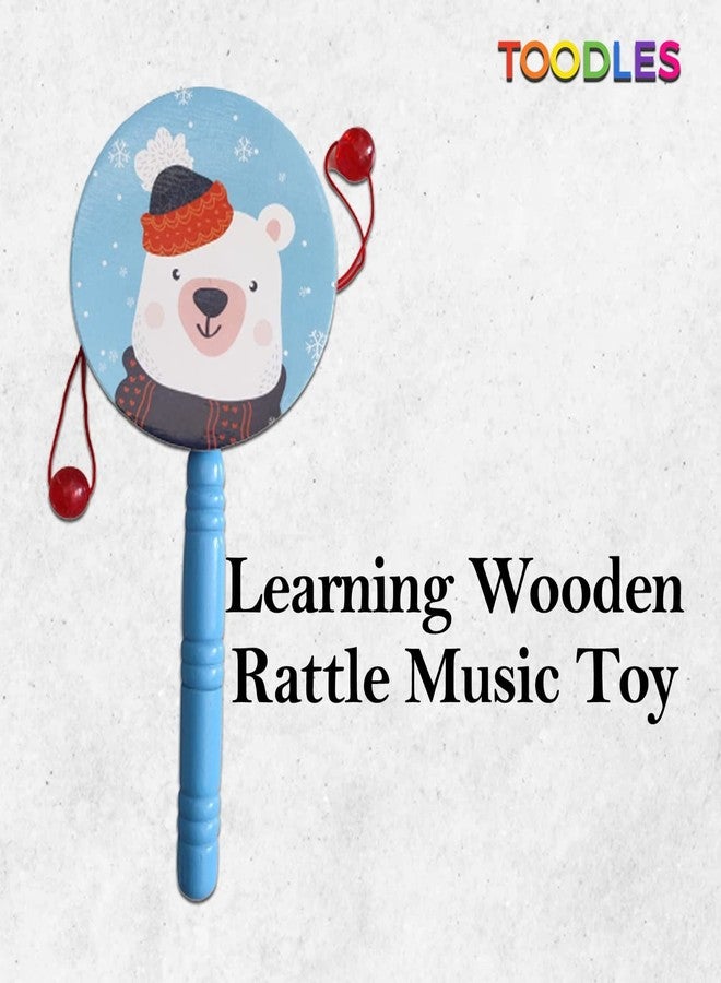 Toodles Learnings Wooden Rattle for Baby, Infants | Musical Toy for Newly Born | Cartoon Hand Bell Toy | Colorful Wooden Baby Rattle Toy | Hand Crafted - Image 2